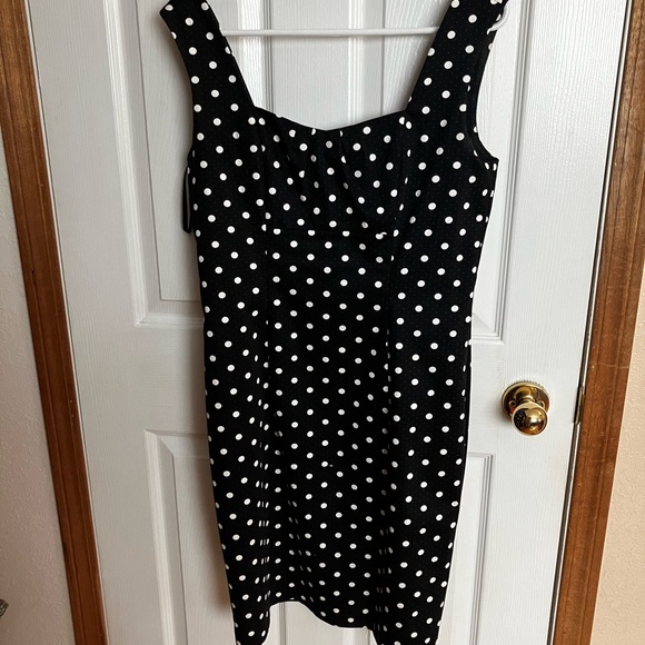 Fitted WHBM black dress with white polka dots and red accents, matching bolero - Picture 3 of 6